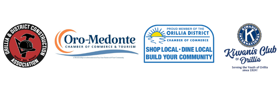 Orillia & District Construction Association, Oro-Medonte Chamber of Commerce, Orillia District Chamber of Commerce and Kiwanis Club of Orillia logos
